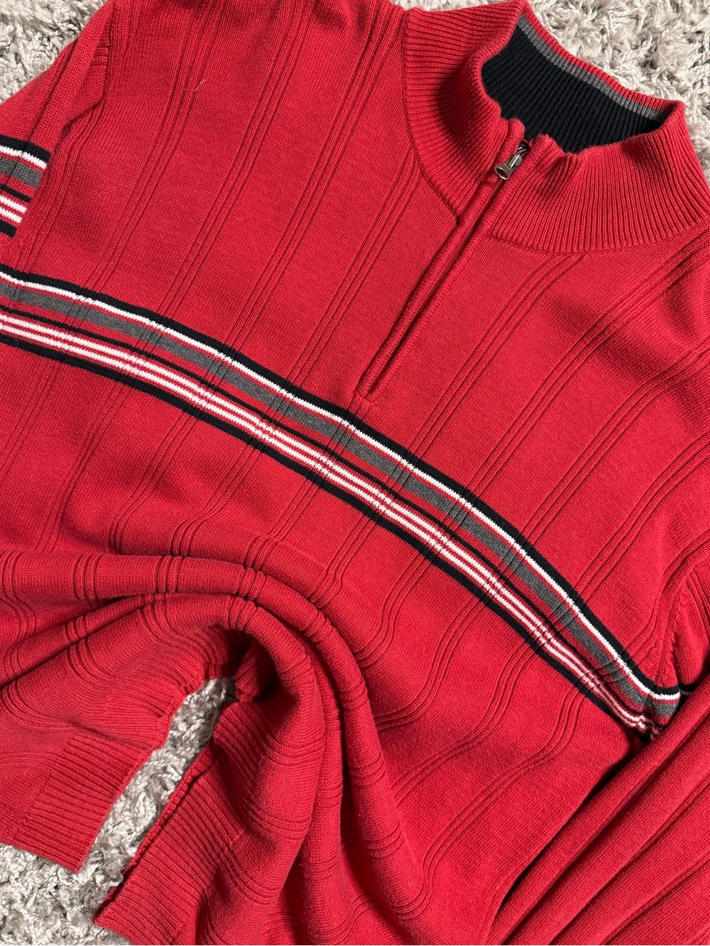 2000s Xg Striped Quarter Zip Sweater